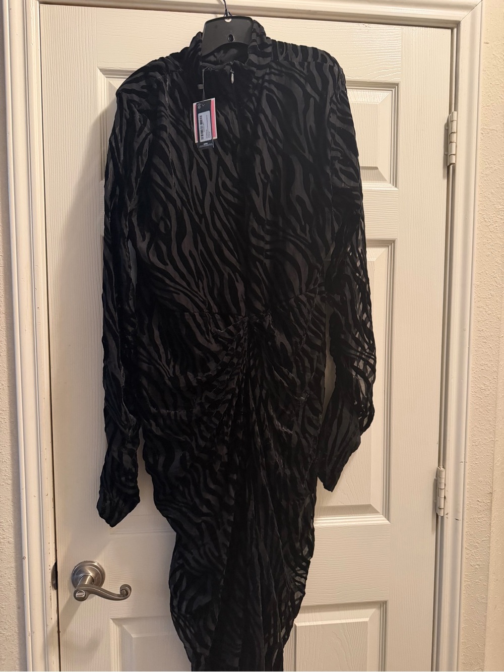 PrettyLittleThing Black Zebra-Print Midi Dress